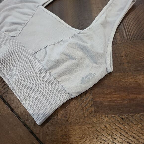 Free People Good Karma Square Neck Bra Ice Grey M/L - Picture 2 of 4